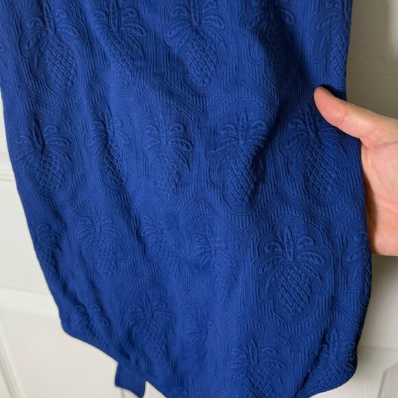 Farm Rio Blue Matelasse Pineapple Belted One-Piece Swimsuit M - Picture 5 of 9